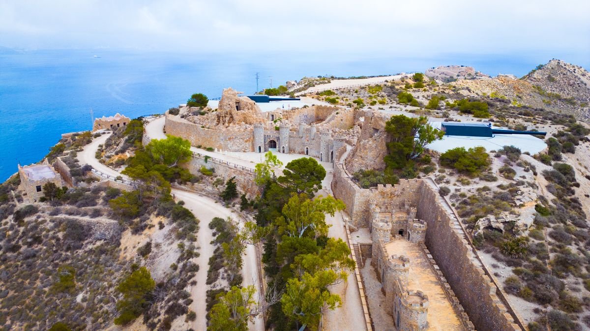 Vista aérea de la Batería de Castillitos, Cartagena, Costa Cálida