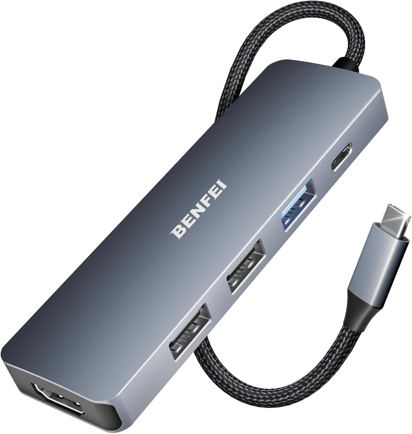 Hub USB-C BENFEI 1× USB-A 3.2 Gen2 10Gbps, 2× USB-A 2.0, HDMI, PD 100W