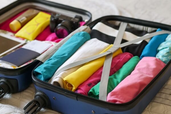 Maleta abierta con ropa preparada para un viaje