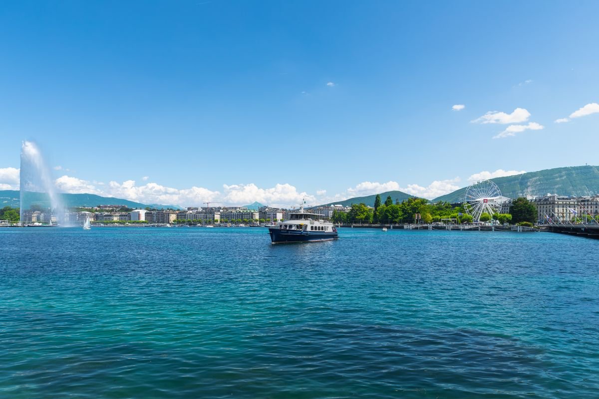 El Jet d’Eau de Ginebra sobre el Lago Lemán