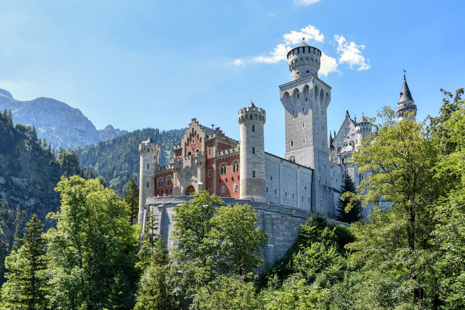Castillo de Neuschwanstein rodeado de bosque en Baviera, excursión de un día desde Múnich