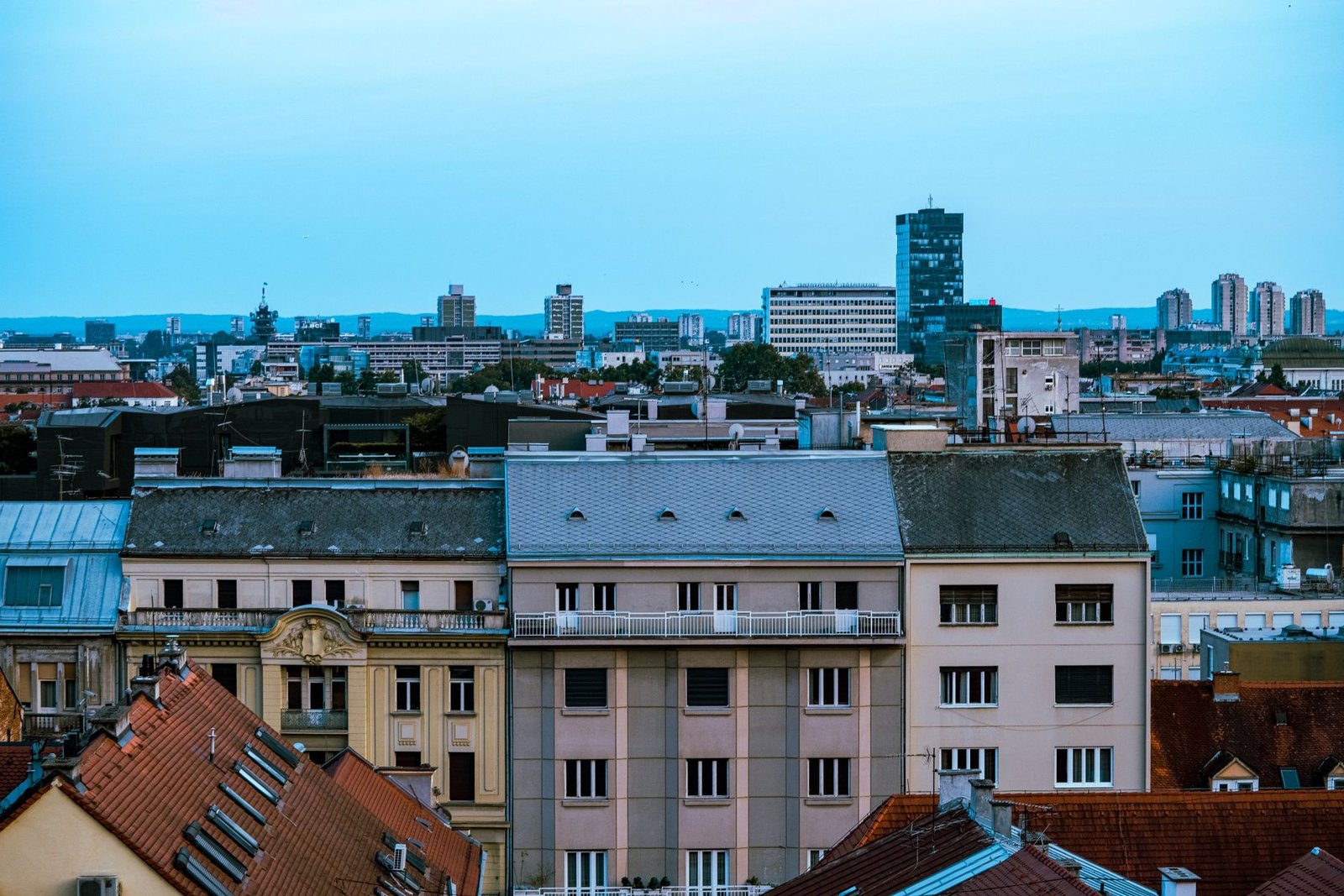 Vista aérea del centro histórico de Zagreb, capital de Croacia